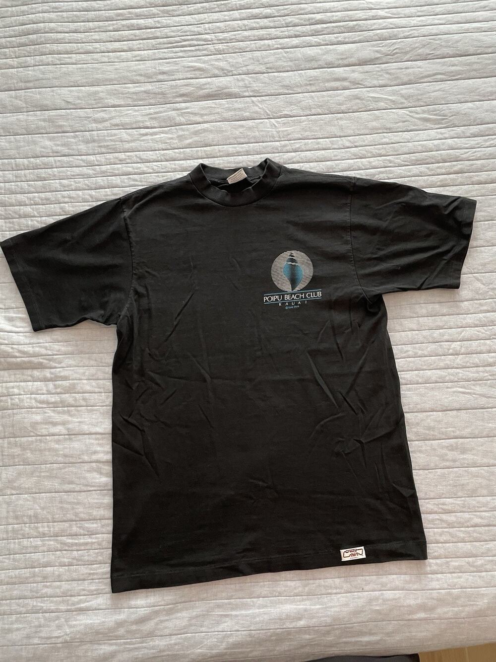 Y2K Crazy Shirts Poipu Beach Club Kauai Hawaii Vacation Travel Black Medium. F9